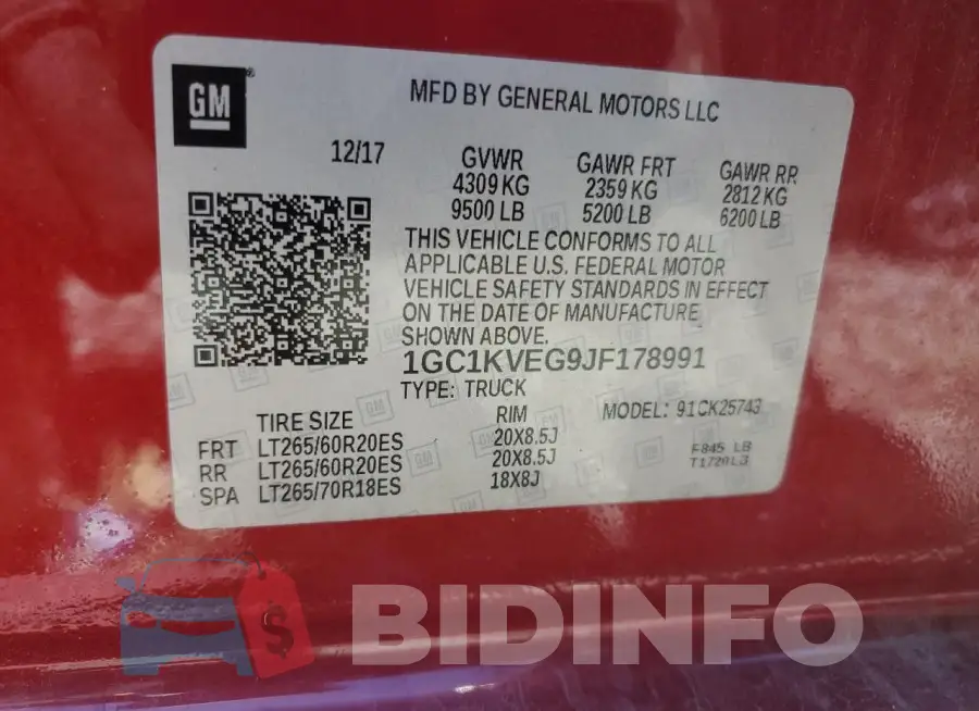 1GC1KVEG9JF178991 Photo# 12