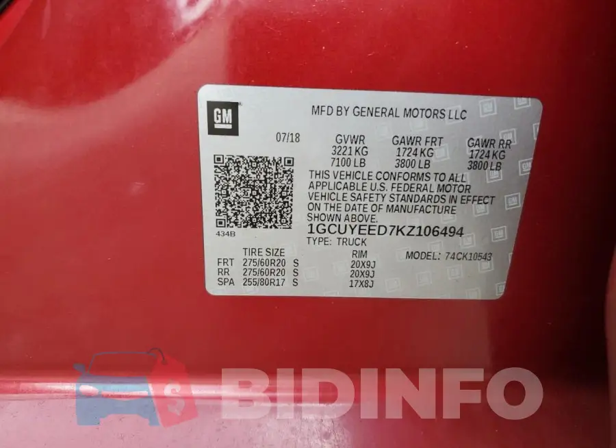 1GCUYEED7KZ106494 Photo# 12