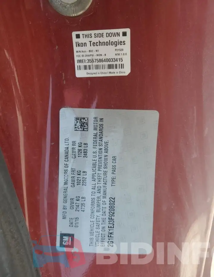 2G1FK1EJ3F9208022 Photo# 12