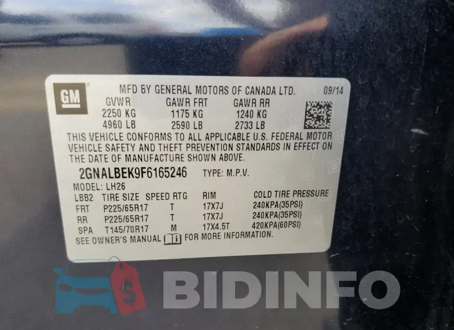 2GNALBEK9F6165246 Photo# 13
