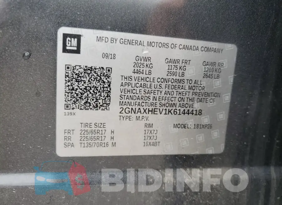 2GNAXHEV1K6144418 Photo# 13