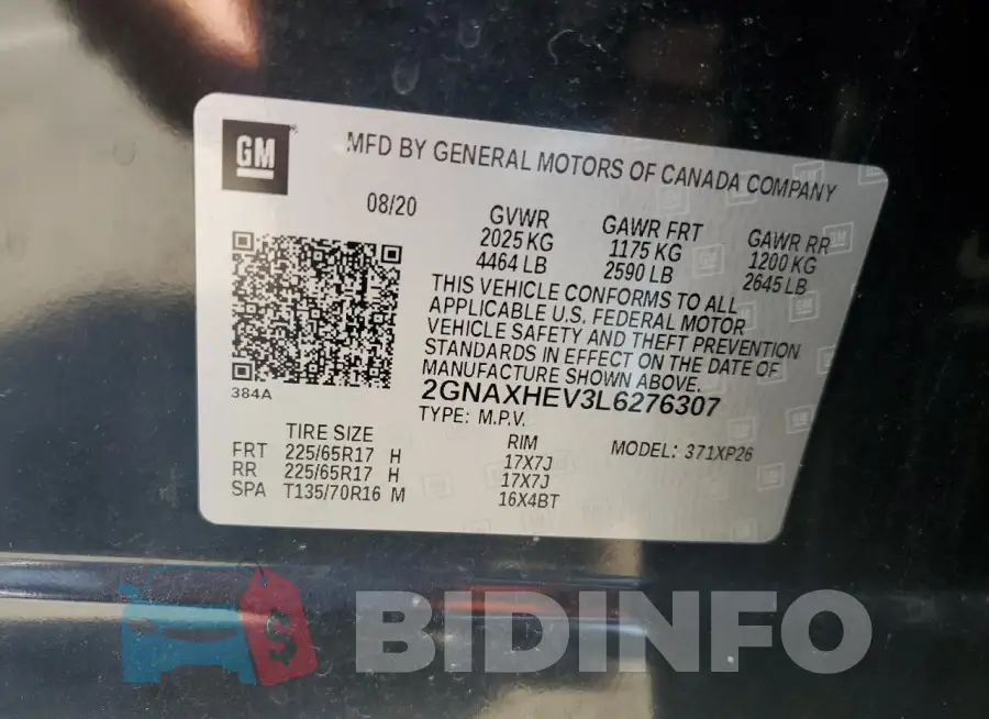2GNAXHEV3L6276307 Photo# 13