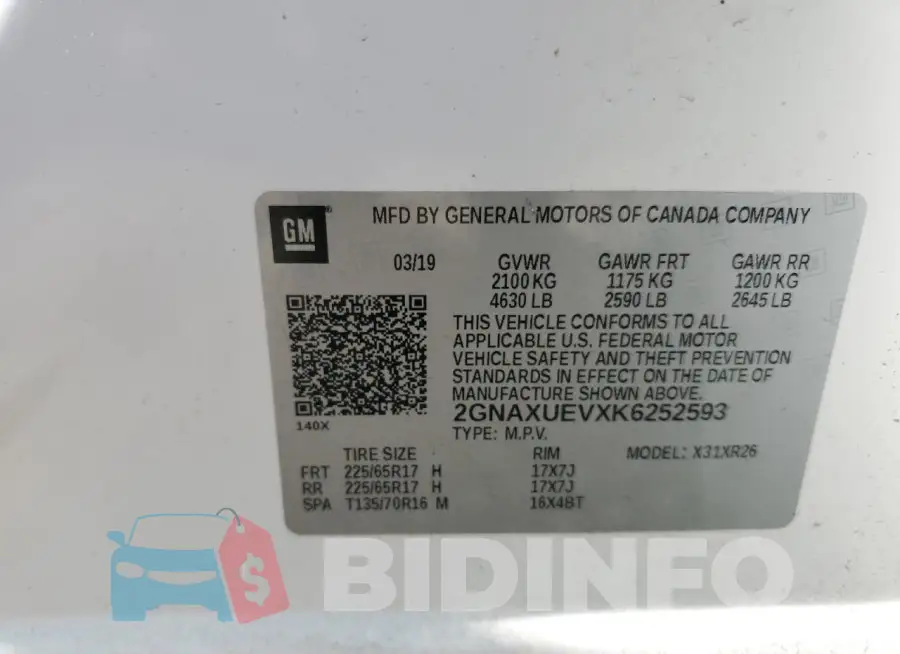 2GNAXUEVXK6252593 Photo# 12