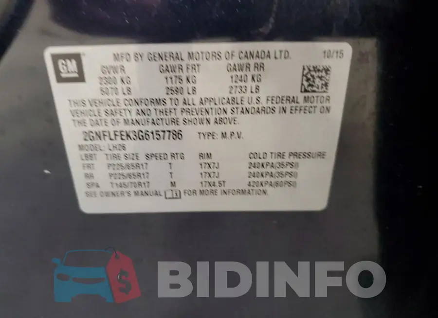 2GNFLFEK3G6157786 Photo# 12