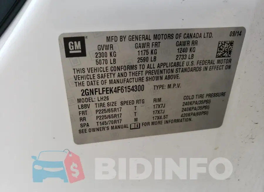 2GNFLFEK4F6154300 Photo# 14