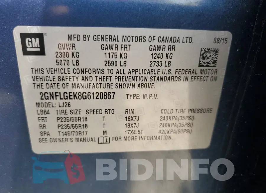 2GNFLGEK8G6120867 Photo# 13