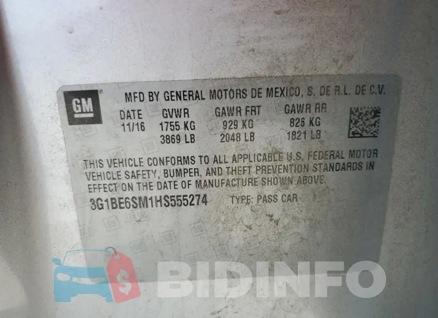 3G1BE6SM1HS555274 Photo# 12