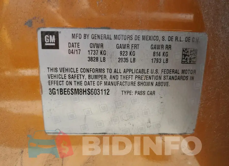 3G1BE6SM8HS603112 Photo# 12