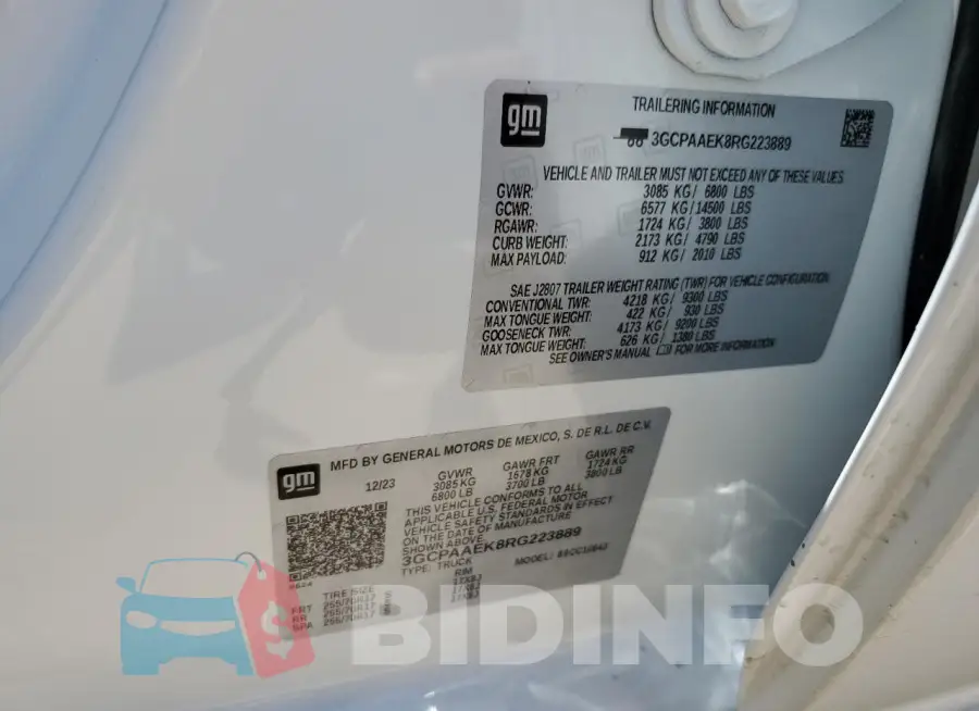 3GCPAAEK8RG223889 Photo# 12