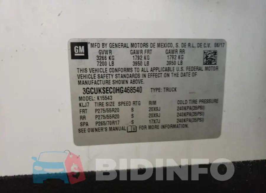 3GCUKSEC0HG468540 Photo# 12