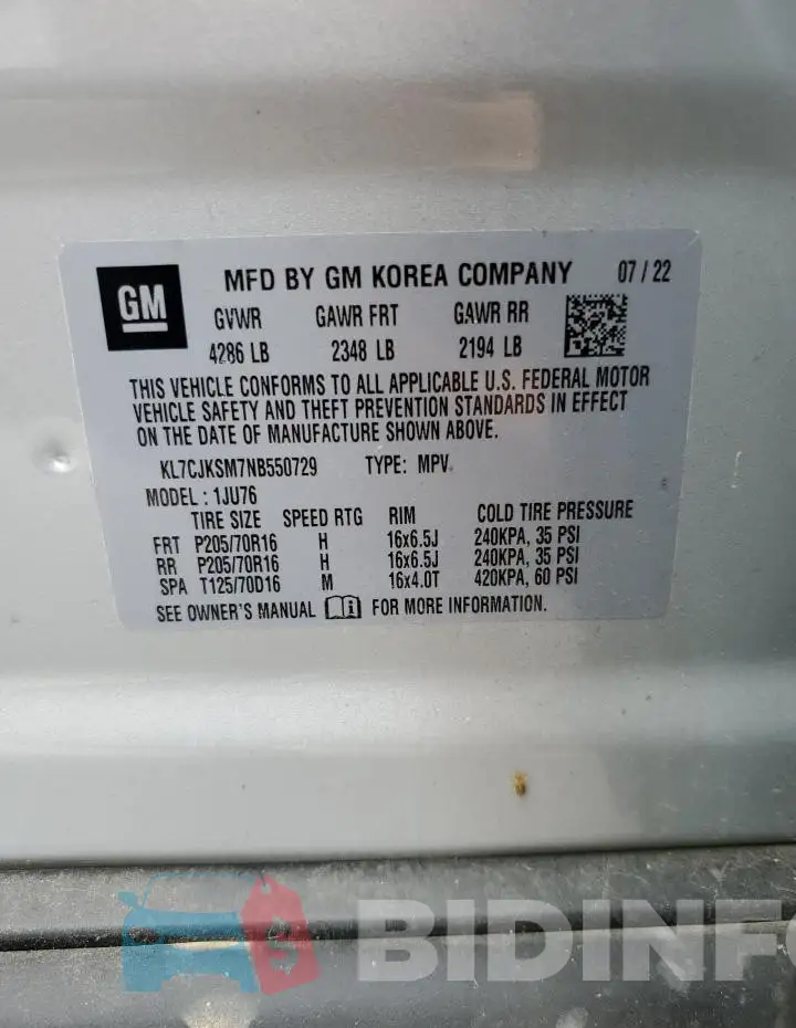KL7CJKSM7NB550729 Photo# 12