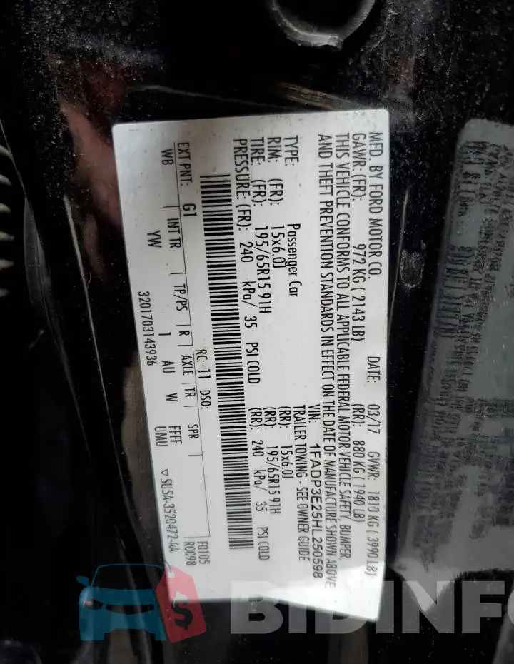 1FADP3E25HL250598 Photo# 12