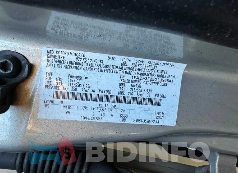 1FADP3F25GL396643 Photo# 10