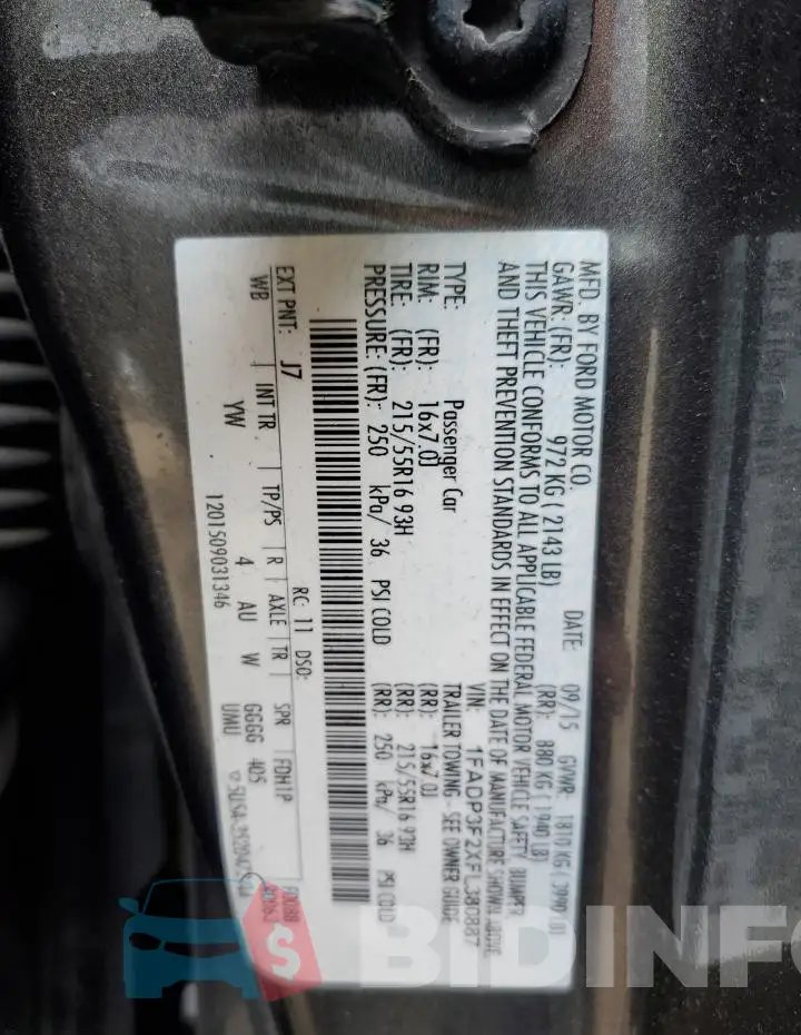 1FADP3F2XFL380887 Photo# 12