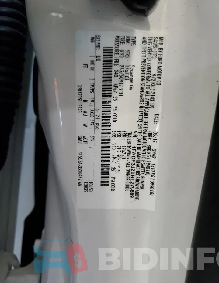 1FADP3J2XHL279889 Photo# 13