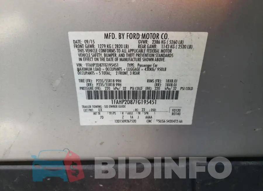 1FAHP2D87FG195451 Photo# 12