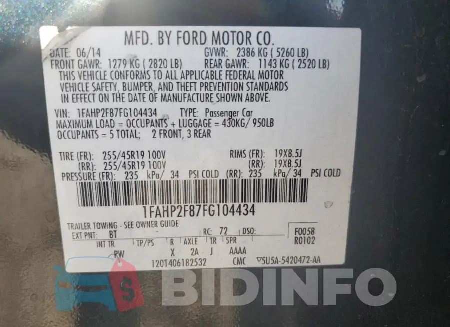 1FAHP2F87FG104434 Photo# 13