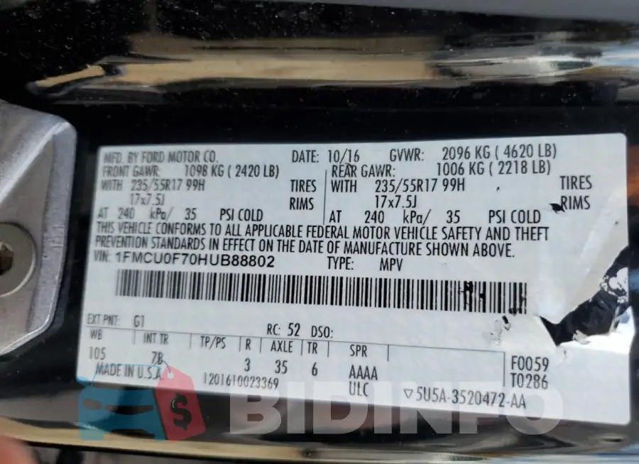 1FMCU0F70HUB88802 Photo# 13
