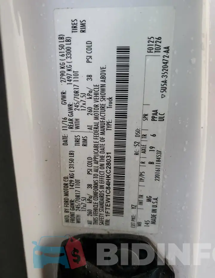 1FTEW1C84HKC28031 Photo# 12