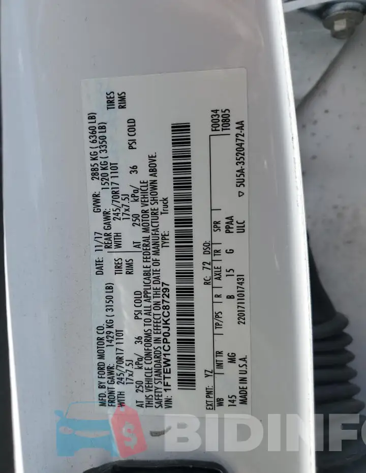 1FTEW1CP0JKC87297 Photo# 12