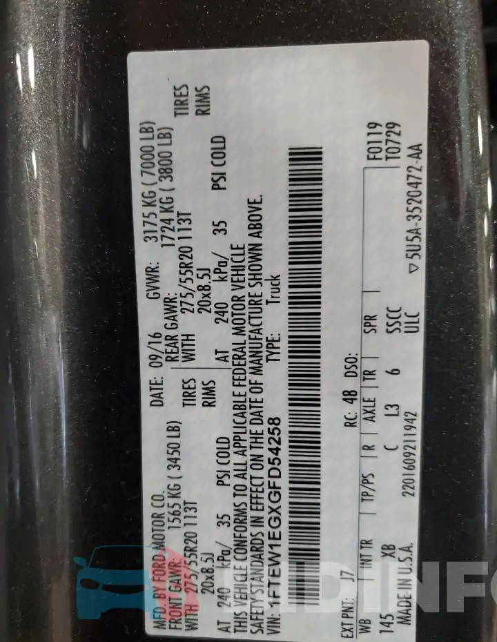 1FTEW1EGXGFD54258 Photo# 12