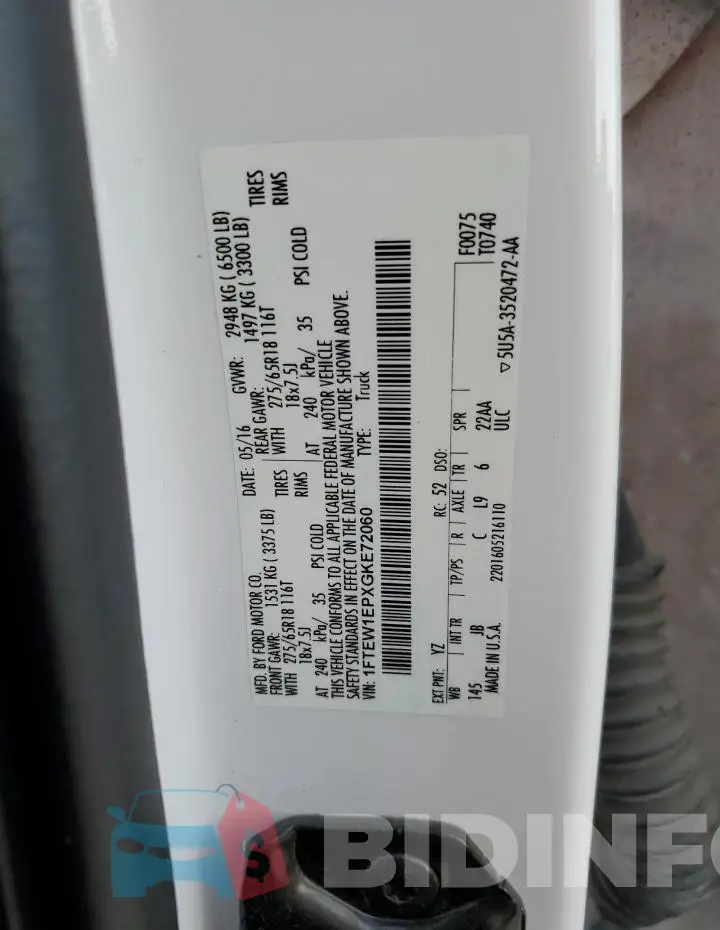 1FTEW1EPXGKE72060 Photo# 12