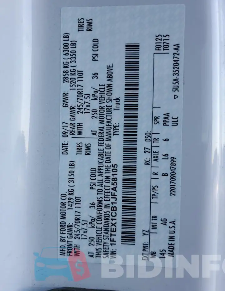 1FTEX1CB1JFA58105 Photo# 13