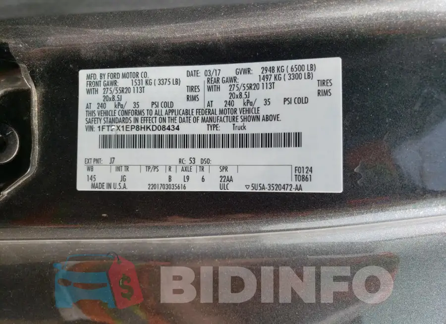 1FTEX1EP8HKD08434 Photo# 12