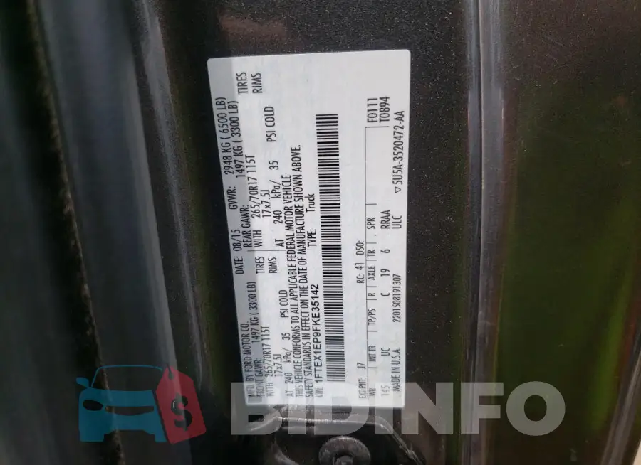 1FTEX1EP9FKE35142 Photo# 12