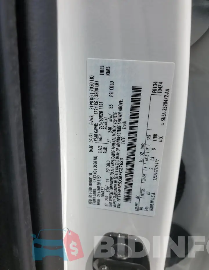 1FTFW1E5XMFC27623 Photo# 12