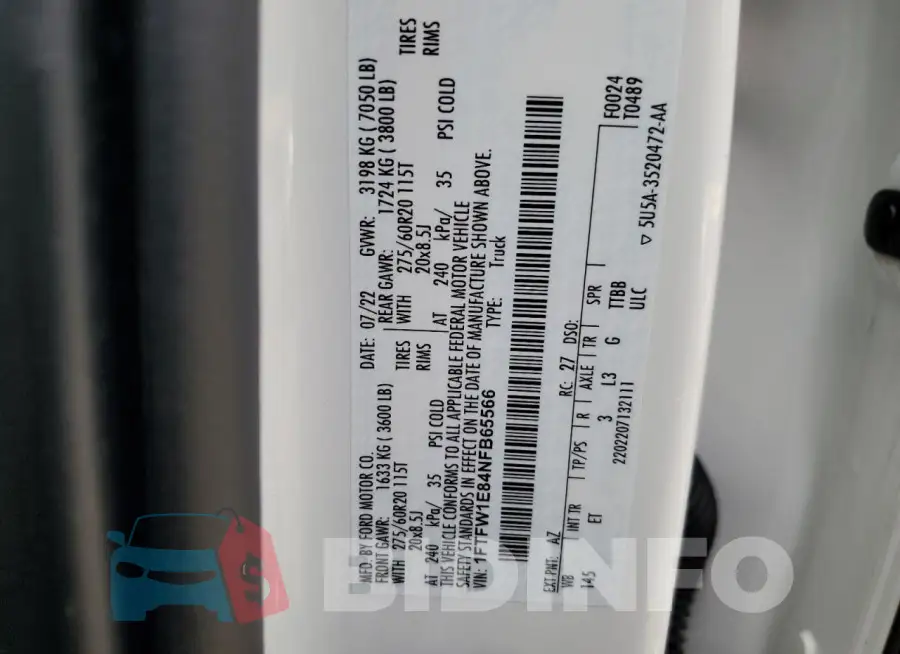 1FTFW1E84NFB65566 Photo# 12