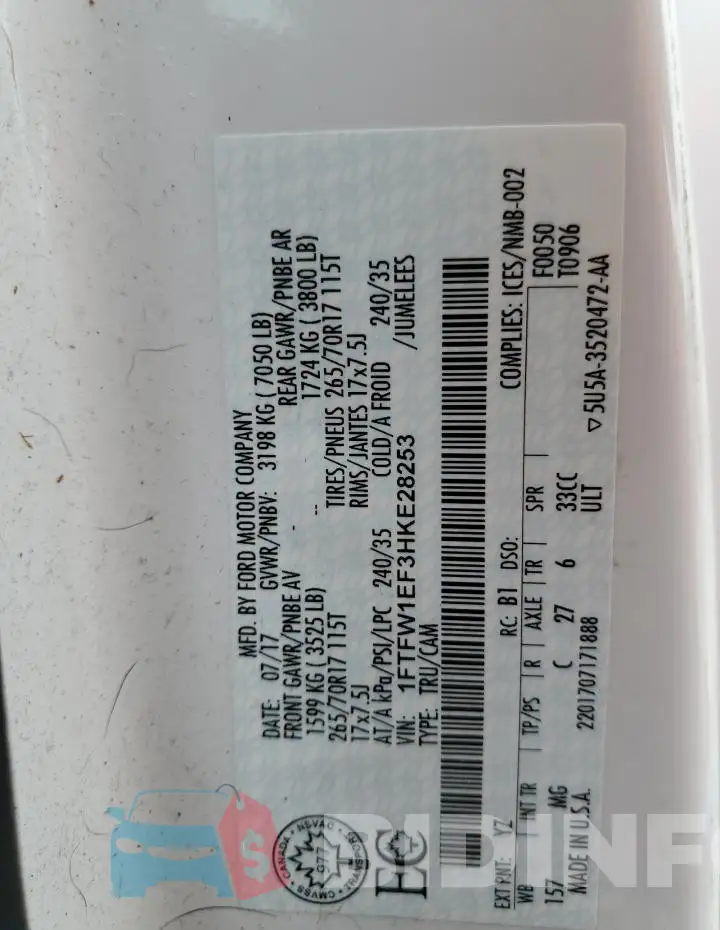 1FTFW1EF3HKE28253 Photo# 12