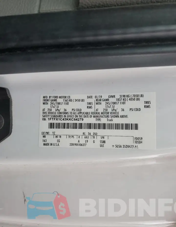 1FTFX1C43KKC64279 Photo# 13