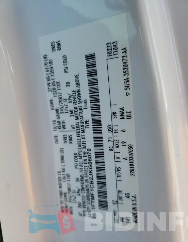1FTMF1CB2JKG06070 Photo# 13