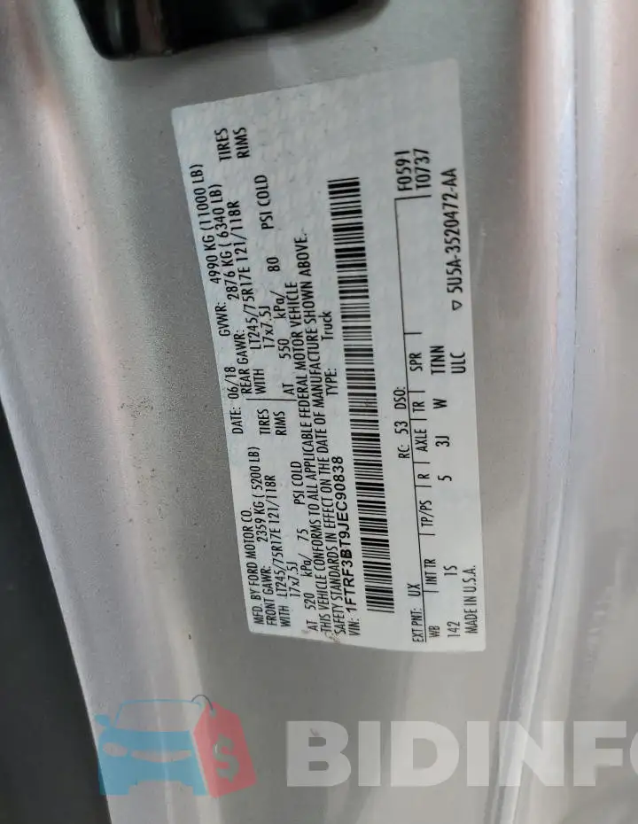 1FTRF3BT9JEC90838 Photo# 12