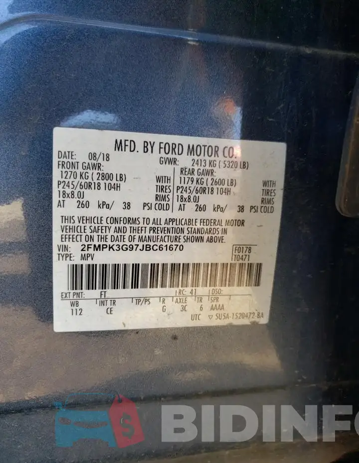 2FMPK3G97JBC61670 Photo# 14