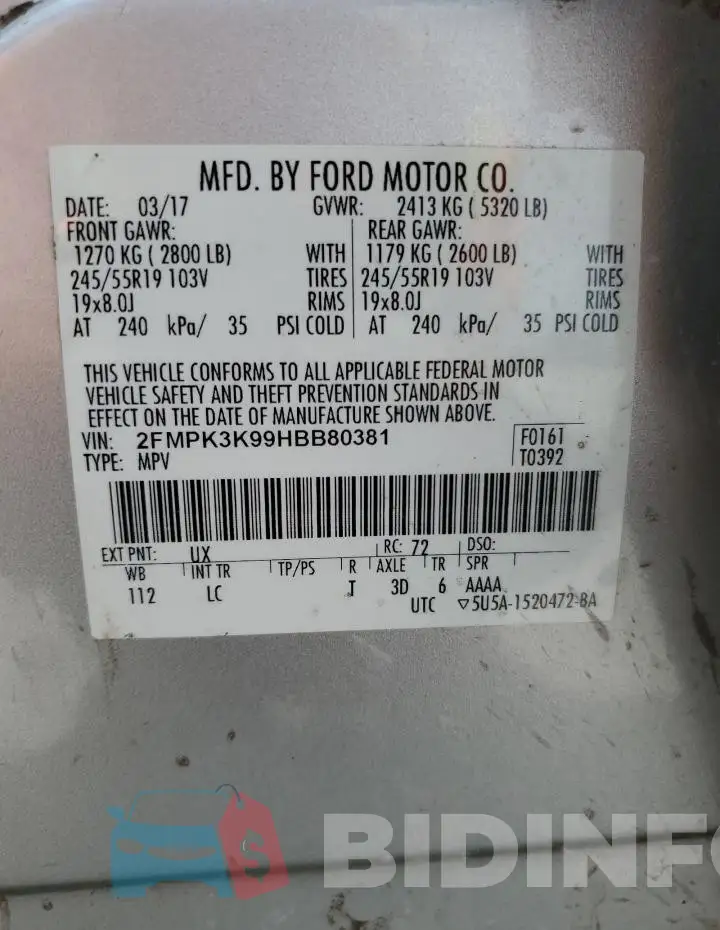 2FMPK3K99HBB80381 Photo# 13
