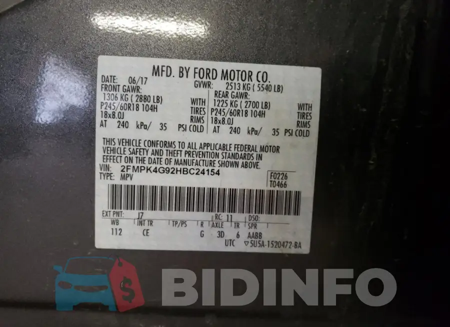 2FMPK4G92HBC24154 Photo# 12