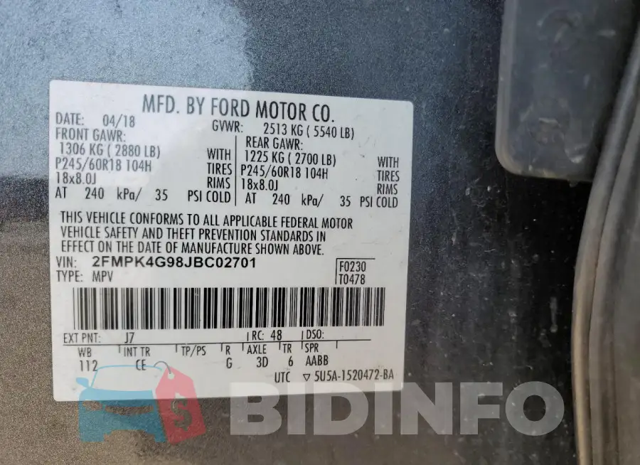2FMPK4G98JBC02701 Photo# 13
