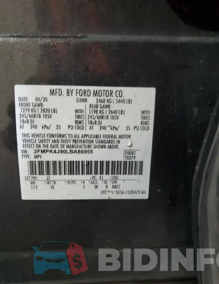 2FMPK4J90LBA86955 Photo# 13