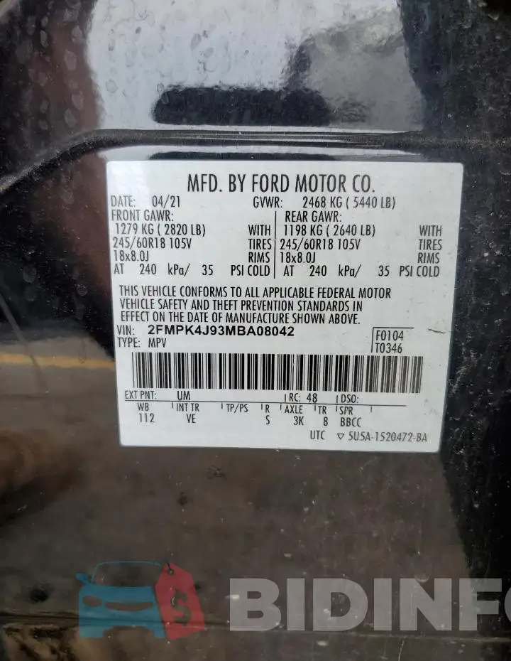 2FMPK4J93MBA08042 Photo# 12