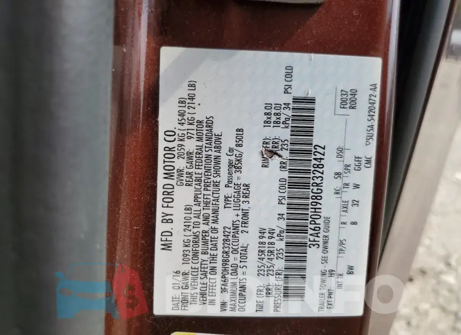 3FA6P0H98GR328422 Photo# 12