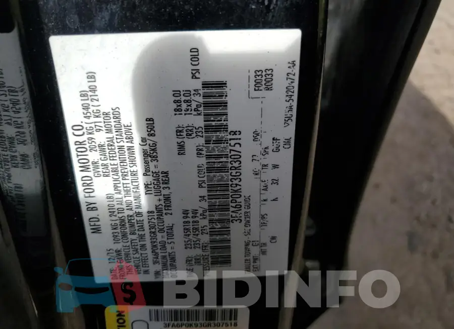 3FA6P0K93GR307518 Photo# 13
