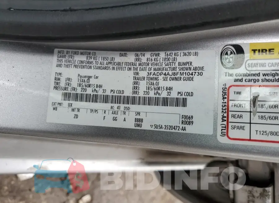 3FADP4AJ8FM104730 Photo# 12