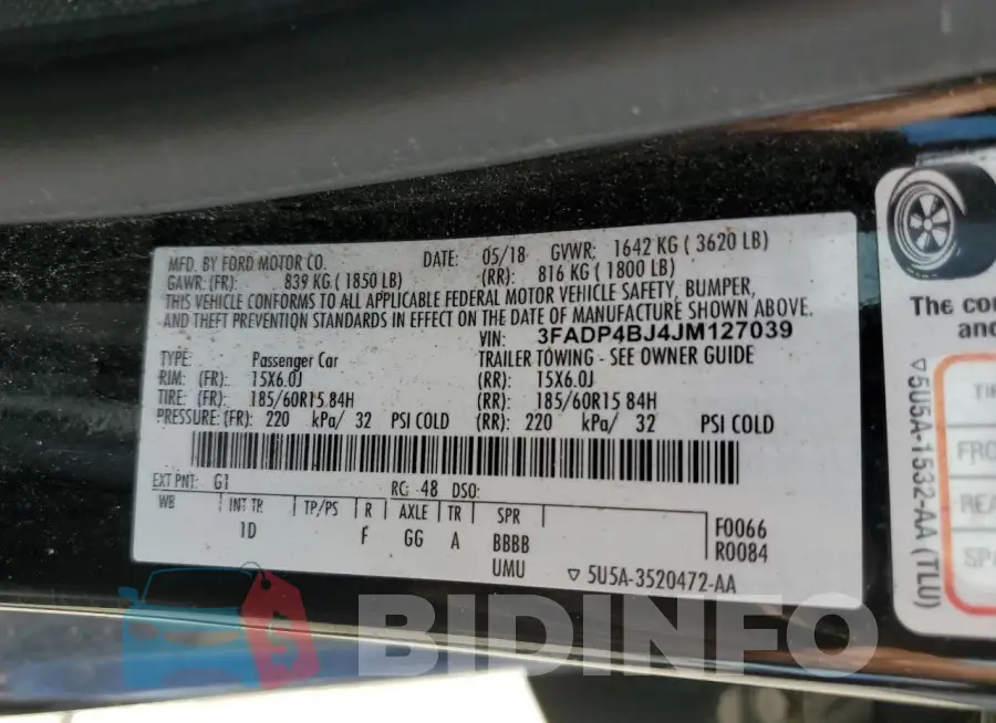 3FADP4BJ4JM127039 Photo# 12