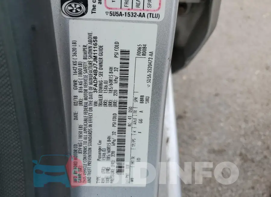 3FADP4BJ7JM111658 Photo# 12