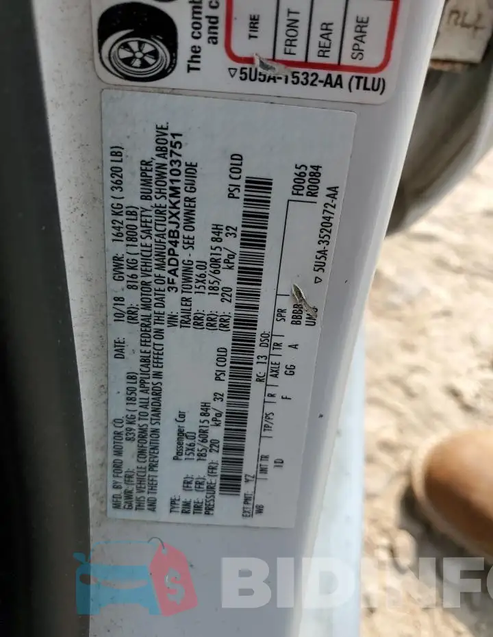 3FADP4BJXKM103751 Photo# 12