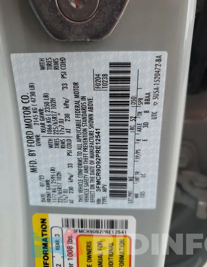 3FMCR9D92PRE12541 Photo# 13