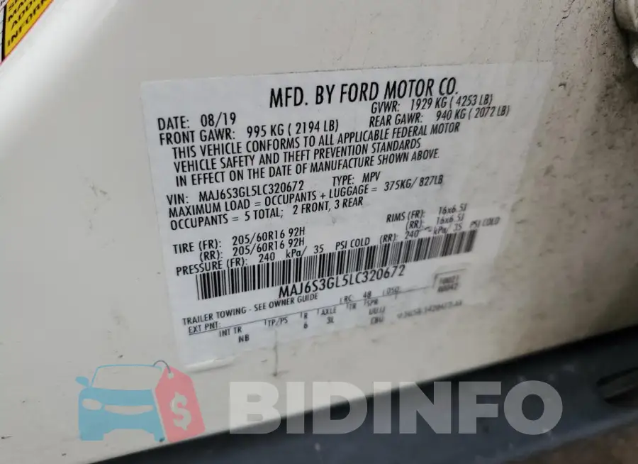 MAJ6S3GL5LC320672 Photo# 13