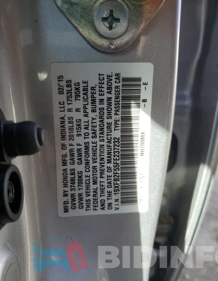 19XFB2F55FE237232 Photo# 12